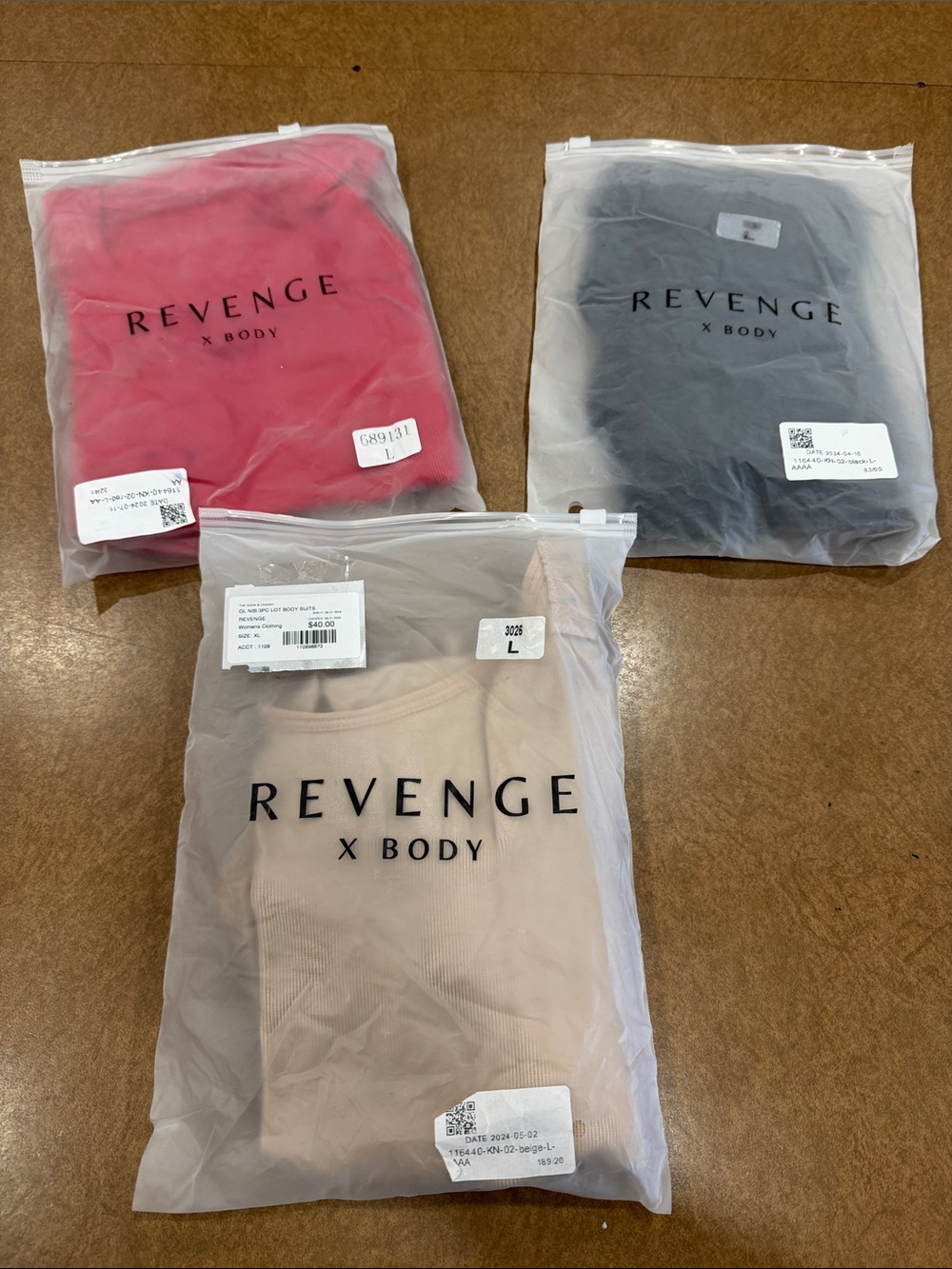 NIB Set of 3 Women's Ribbed Bodysuit Tanks- Nude • Red • Black- w/ Snap Closure